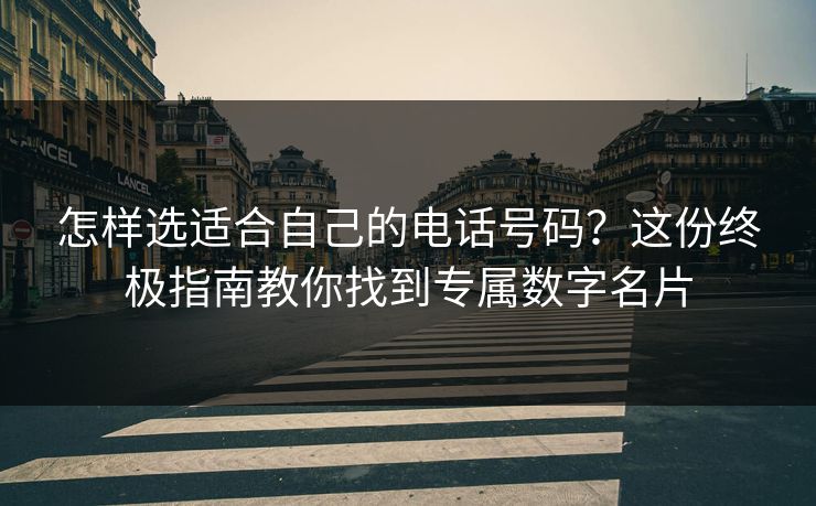 怎样选适合自己的电话号码？这份终极指南教你找到专属数字名片
