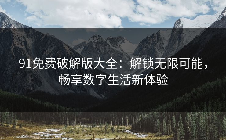 91免费破解版大全：解锁无限可能，畅享数字生活新体验