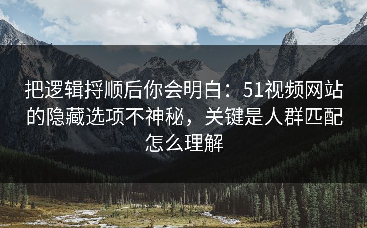 把逻辑捋顺后你会明白:51视频网站的隐藏选项不神秘,关键是人群匹配怎么理解